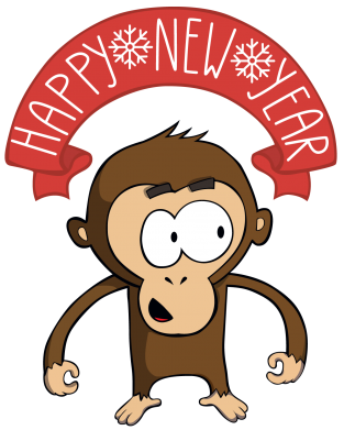  x Happy New Year Monkey