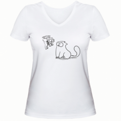 Жіноча футболка з V-подібним вирізом Два кота
