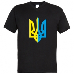 Купити Чоловічі футболки з V-подібним вирізом Двокольоровий герб України