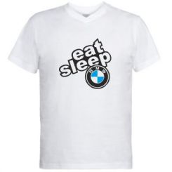 Чоловіча футболка з V-подібним вирізом Eat, sleep, BMW