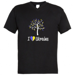 Чоловічі футболки з V-подібним вирізом I love Ukraine дерево
