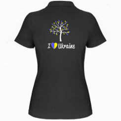 Купити Жіноча футболка поло I love Ukraine дерево
