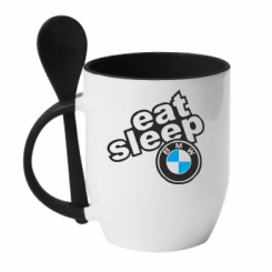 Кружка з керамічною ложкою Eat, sleep, BMW
