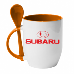 Кружка з керамічною ложкою Subaru