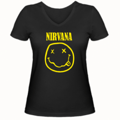 Жіноча футболка з V-подібним вирізом Nirvana (Нірвана)
