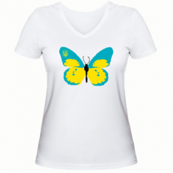 Женская футболка с V-образным вырезом Український метелик
