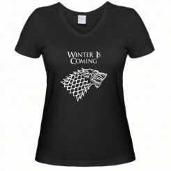 Жіноча футболка з V-подібним вирізом Winter is coming (Гра престолів)