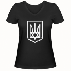 Жіноча футболка з V-подібним вирізом Зірка Давида+герб